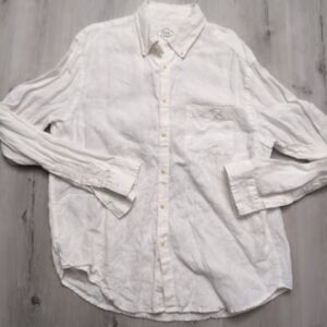 Alex Crane Shirt Mens XL Linen Button Down White Long Sleeve Casual Preppy